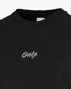 ONLY - MAGLIA MANICA LUNGA NERA CON LOGO STRASS DA DONNA, 10114