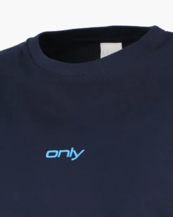 ONLY - T-SHIRT MEZZA MANICA BLU CON DETTAGLI CELESTI DA DONNA  -  10100