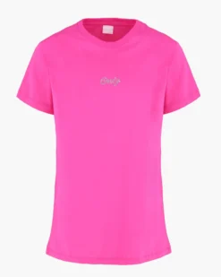 ONLY - T-SHIRT MEZZA MANICA FUXIA DA DONNA CON LOGO STRASS - 10126