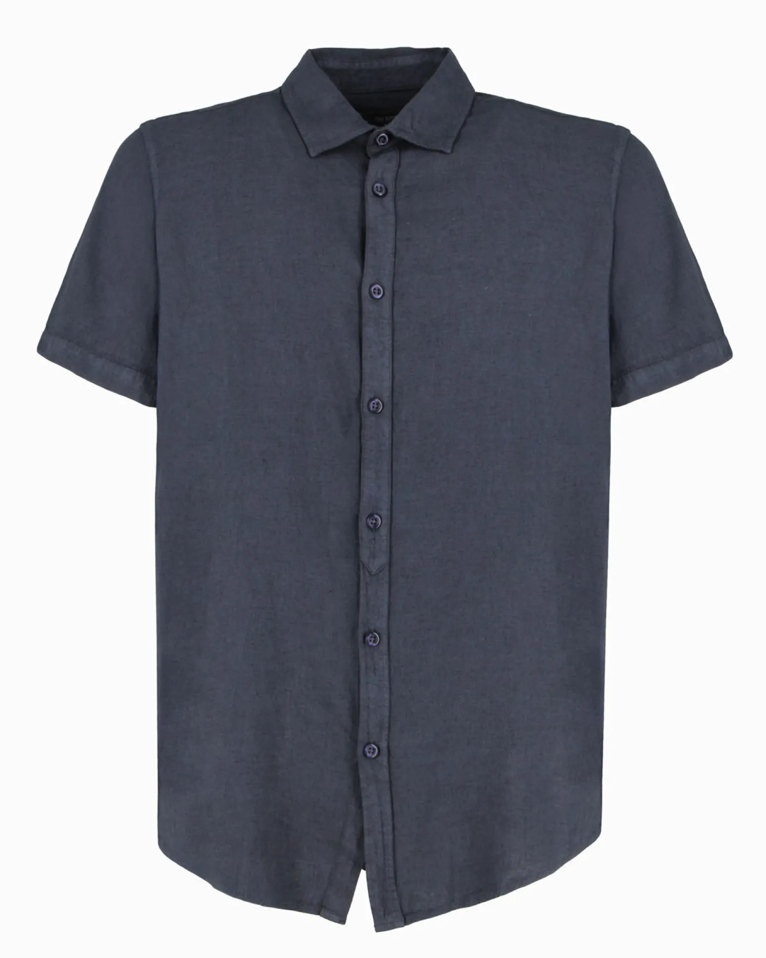 ON SPIRIT - Camica mezza manica collo classico blu lino-viscosa