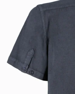 ON SPIRIT - Camica mezza manica collo classico blu lino-viscosa