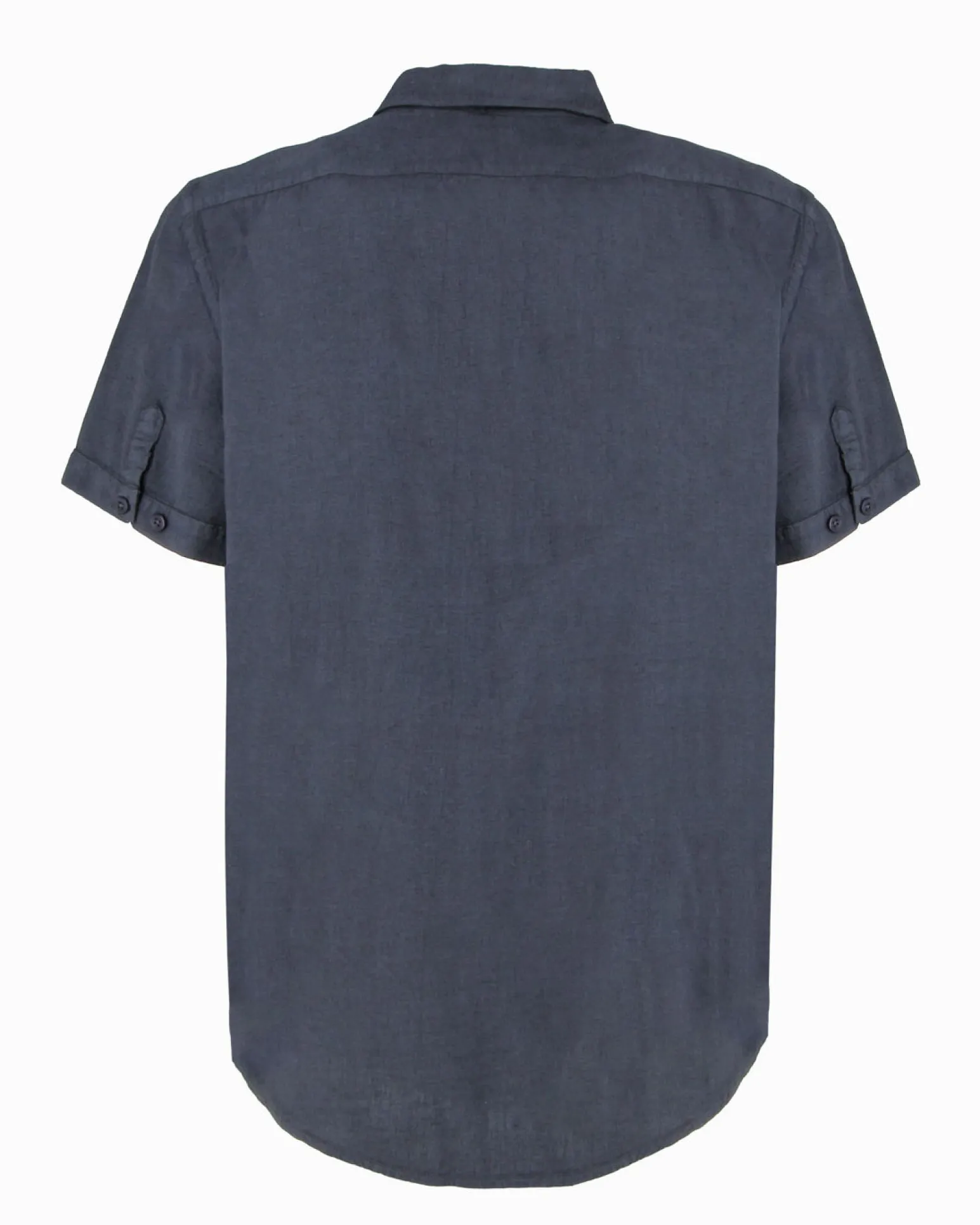 ON SPIRIT - Camica mezza manica collo classico blu lino-viscosa