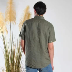 ON SPIRIT - CAMICIA MANICA CORTA LINO BOTTON DOWN