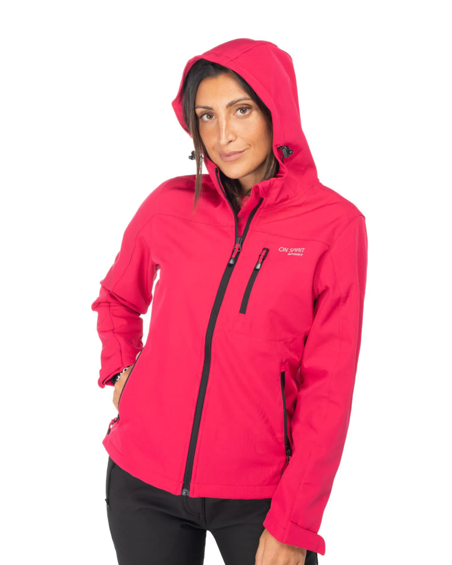 ON SPIRIT - GIACCA DONNA CON CAPPUCCIO SOFTSHELL FUXIA - CLELIA
