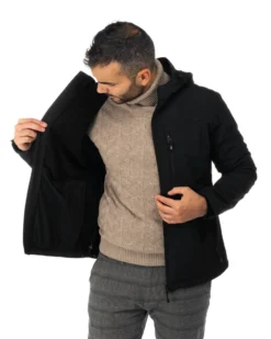 ON SPIRIT - GIACCA NERO IN SOFTSHELL CON CAPPUCCIO DA UOMO AU01953