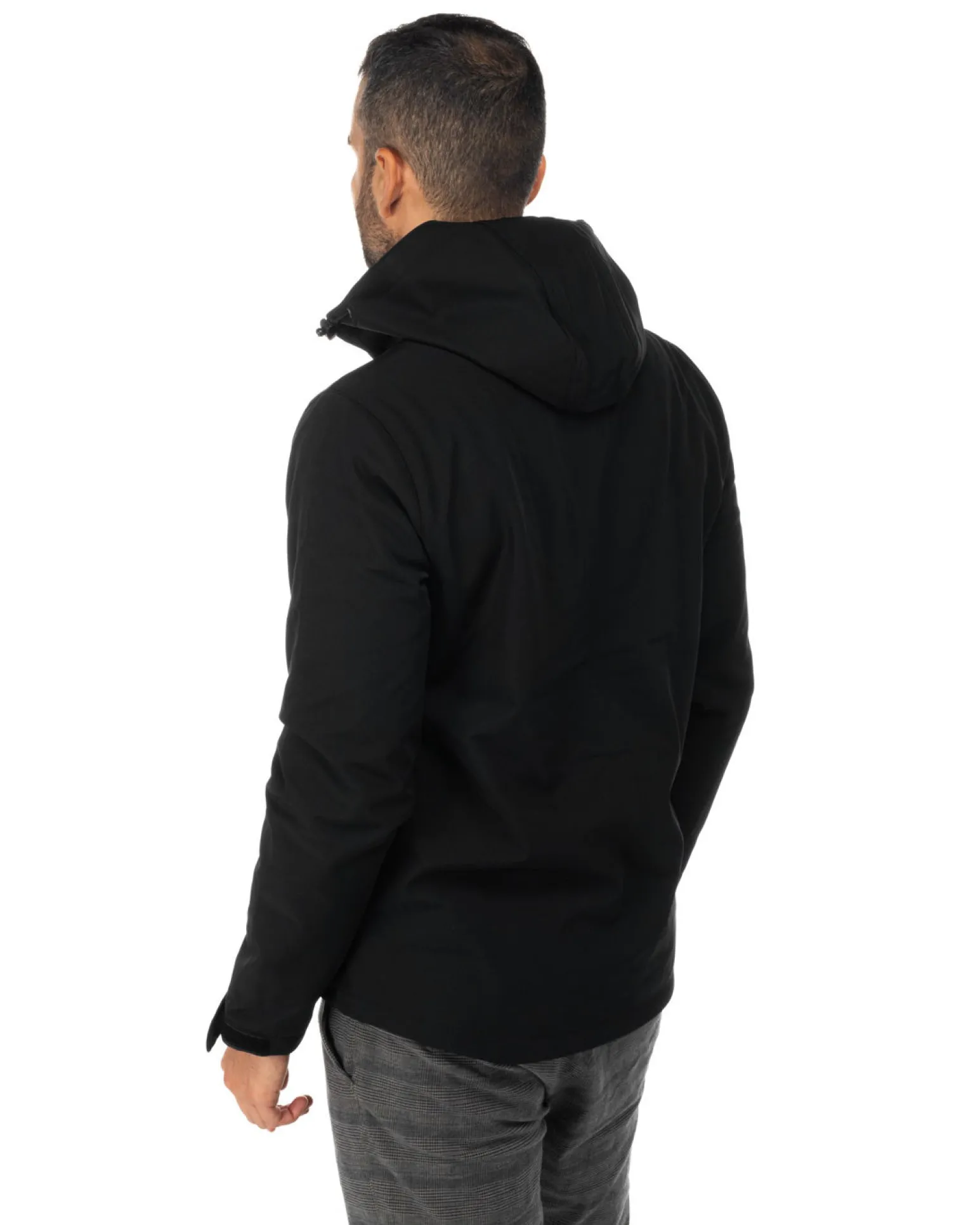 ON SPIRIT - GIACCA NERO IN SOFTSHELL CON CAPPUCCIO DA UOMO AU01953