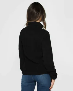 ON SPIRIT - Giacca sherpa da donna nera in pile con zip frontale - AQUILEGIA