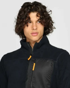 ON SPIRIT - Giacca sherpa da uomo blu in pile con zip frontale - ANTONIO
