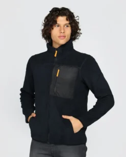 ON SPIRIT - Giacca sherpa da uomo blu in pile con zip frontale - ANTONIO