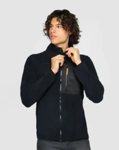 ON SPIRIT - Giacca sherpa da uomo blu in pile con zip frontale - ANTONIO