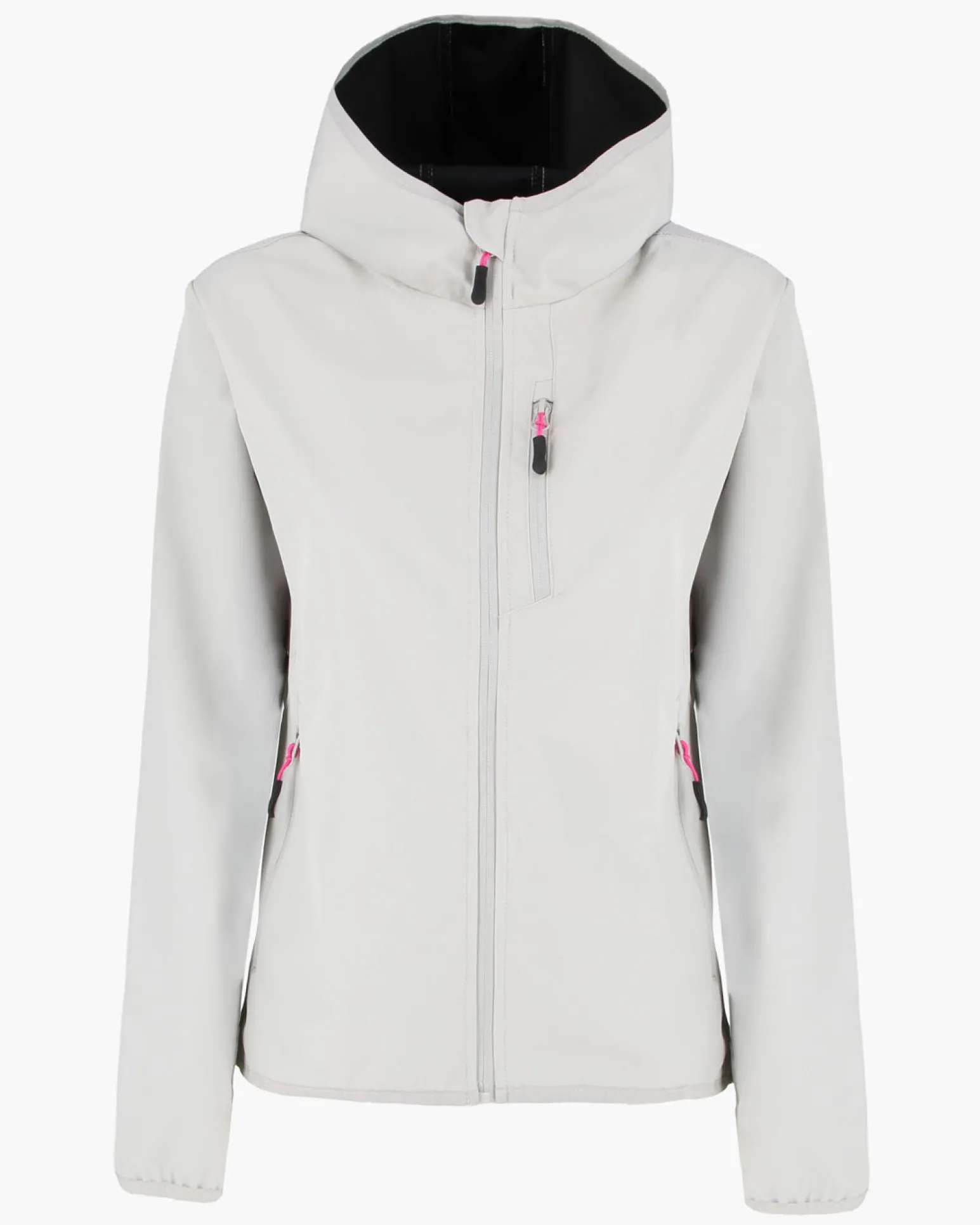 ON SPIRIT - GIUBBINO CON CAPPUCCIO SOFTSHELL DONNA BIANCO PERLA CON DETTAGLI NERI E FUXIA - ADELITA