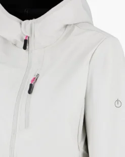 ON SPIRIT - GIUBBINO CON CAPPUCCIO SOFTSHELL DONNA BIANCO PERLA CON DETTAGLI NERI E FUXIA - ADELITA