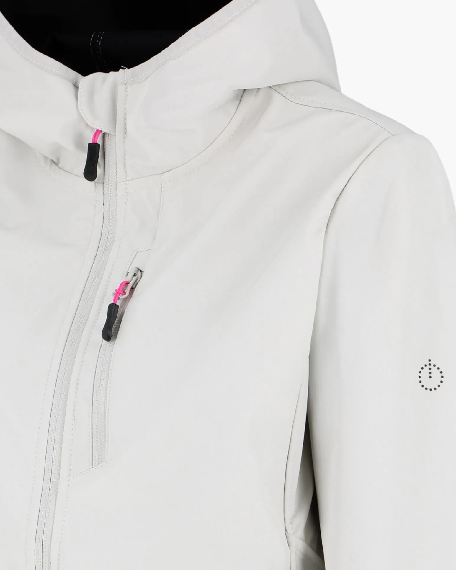 ON SPIRIT - GIUBBINO CON CAPPUCCIO SOFTSHELL DONNA BIANCO PERLA CON DETTAGLI NERI E FUXIA - ADELITA