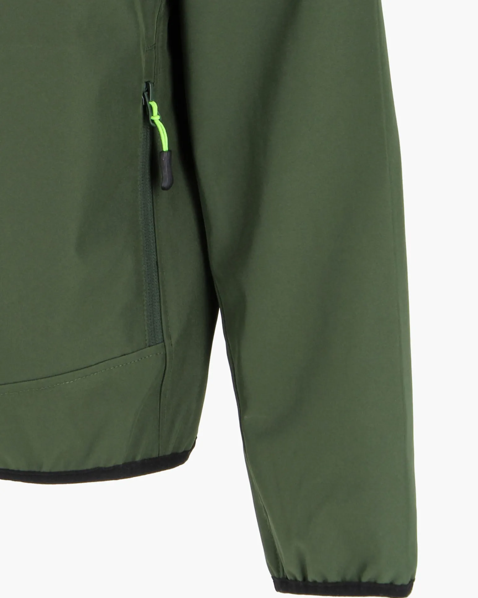 ON SPIRIT - GIUBBINO CON CAPPUCCIO SOFTSHELL UOMO VERDE SCURO CON DETTAGLI NERI E VERDE FLUO - TADEO