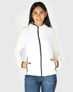ON SPIRIT -GIUBBINO CON CAPPUCCIO FULL ZIP BIANCO CON DETTAGLI NERI DONNA - DALIDA