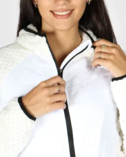 ON SPIRIT -GIUBBINO CON CAPPUCCIO FULL ZIP BIANCO CON DETTAGLI NERI DONNA - DALIDA