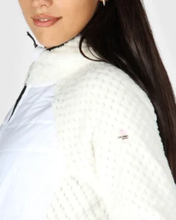 ON SPIRIT -GIUBBINO CON CAPPUCCIO FULL ZIP BIANCO CON DETTAGLI NERI DONNA - DALIDA