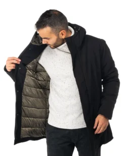 ON SPIRIT - Giubbotto parka da uomo nero in SOFTSHELL idrorepellente antivento e traspirante con cappuccio e zip frontale - ERIC