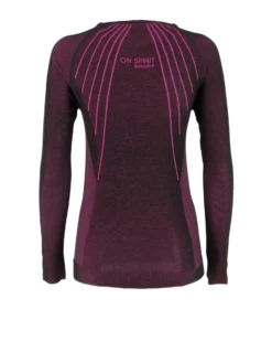 ON SPIRIT -  MAGLIA TERMICA DONNA  NERA E FUXIA IN LANA MERINOS ROBERTA   - AD02108_A7250