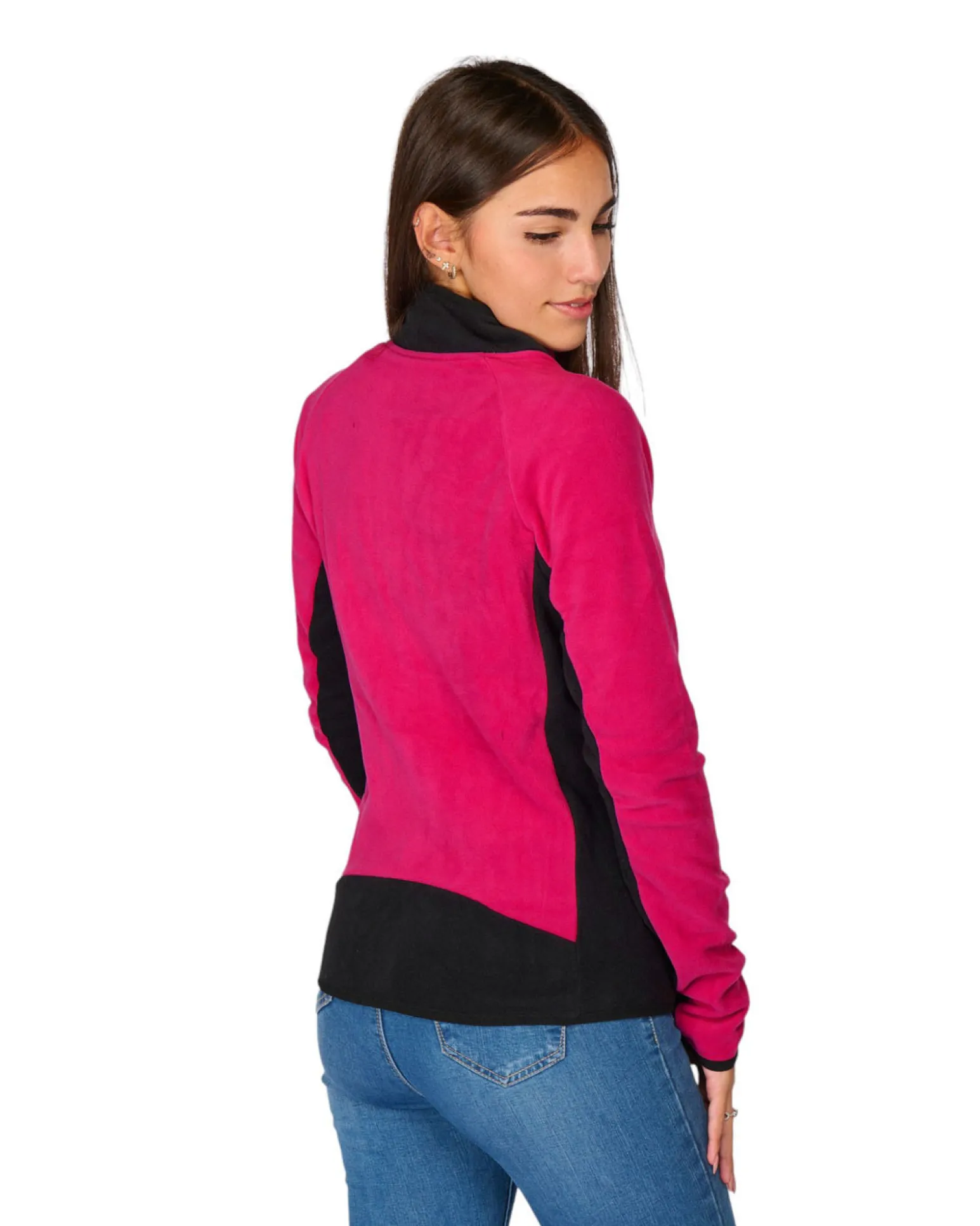 ON SPIRIT - MICROPILE DONNA FULL ZIP FUXIA E NERO - AGNESE