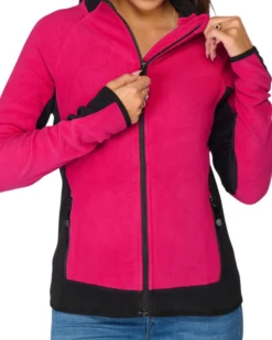 ON SPIRIT - MICROPILE DONNA FULL ZIP FUXIA E NERO - AGNESE