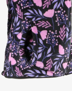 ON SPIRIT - MICROPILE ORSETTO DONNA FULL ZIP NERO A FIORI ROSA E LILLA - OLIVIA