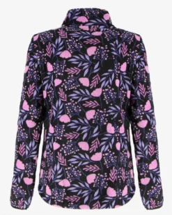 ON SPIRIT - MICROPILE ORSETTO DONNA FULL ZIP NERO A FIORI ROSA E LILLA - OLIVIA