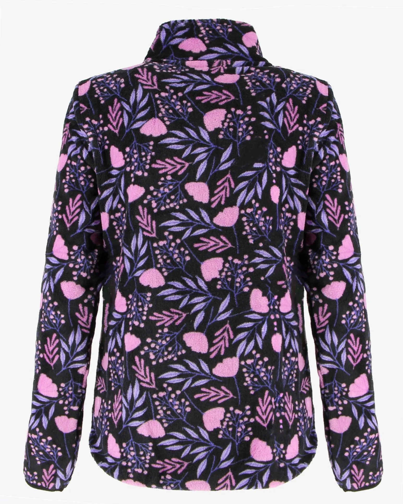 ON SPIRIT - MICROPILE ORSETTO DONNA FULL ZIP NERO A FIORI ROSA E LILLA - OLIVIA