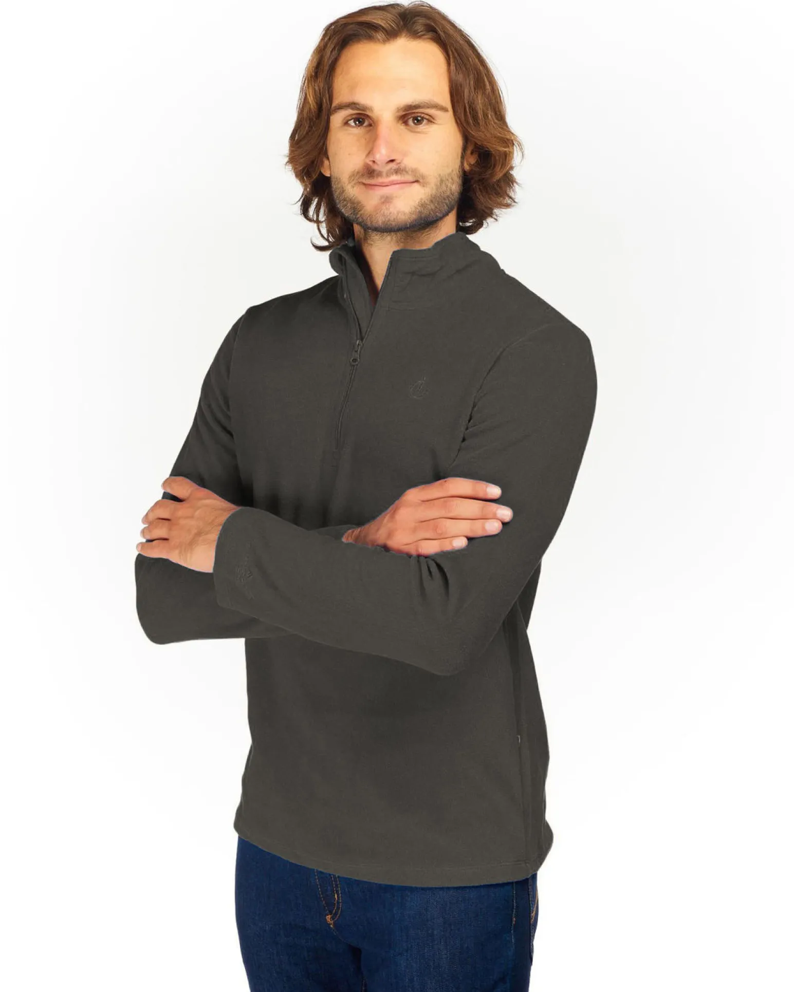 ON SPIRIT - MICROPILE UOMO MEZZA ZIP GRIGIO SCURO - VITTORIO