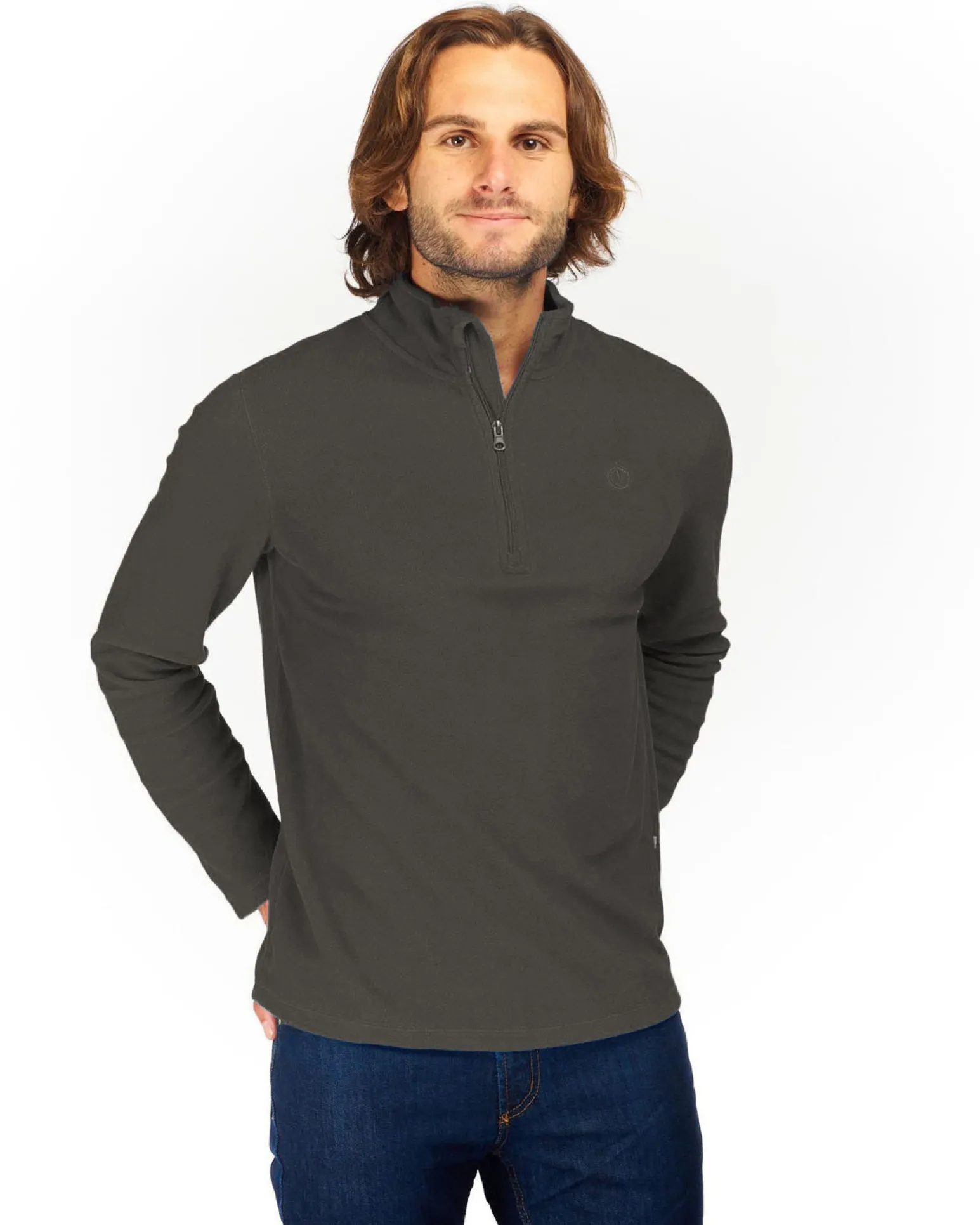 ON SPIRIT - MICROPILE UOMO MEZZA ZIP GRIGIO SCURO - VITTORIO