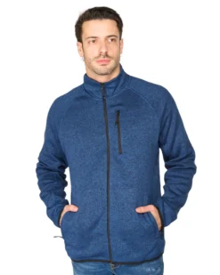 ON SPIRIT - Pile blu con zip frontale in tessuto knit polar da uomo - AU01951 CARLO