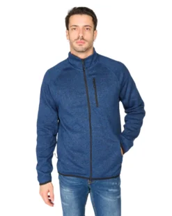 ON SPIRIT - Pile blu con zip frontale in tessuto knit polar da uomo - AU01951 CARLO