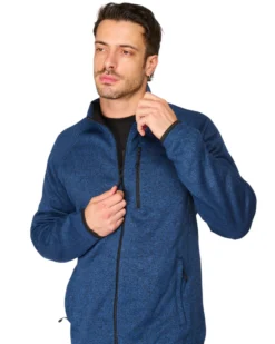 ON SPIRIT - Pile blu con zip frontale in tessuto knit polar da uomo - AU01951 CARLO
