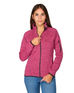 ON SPIRIT - Pile da donna fuxia con zip frontale in tessuto knit - AD01537 CLEOFE