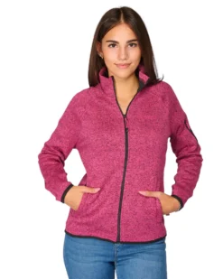 ON SPIRIT - Pile da donna fuxia con zip frontale in tessuto knit - AD01537 CLEOFE