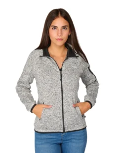 ON SPIRIT - Pile da donna grigio con zip frontale in tessuto knit - AD01537 CLEOFE