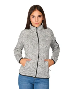 ON SPIRIT - Pile da donna grigio con zip frontale in tessuto knit - AD01537 CLEOFE