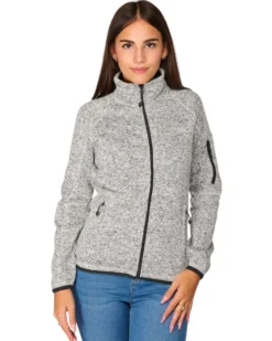 ON SPIRIT - Pile da donna grigio con zip frontale in tessuto knit - AD01537 CLEOFE