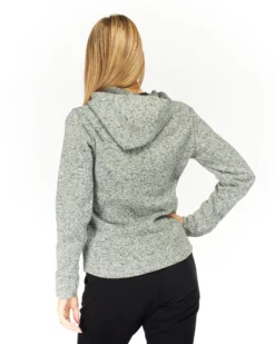 ON SPIRIT - Pile da donna grigio melange con cappuccio e zip frontale - LORETTA