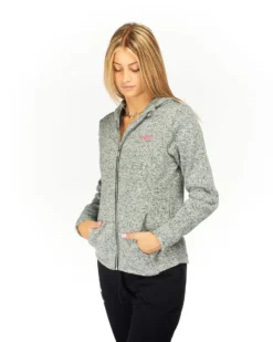 ON SPIRIT - Pile da donna grigio melange con cappuccio e zip frontale - LORETTA