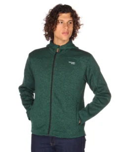 ON SPIRIT - Pile da uomo verde melange con zip frontale e cappuccio - LUIGI