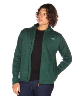 ON SPIRIT - Pile da uomo verde melange con zip frontale e cappuccio - LUIGI