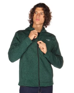 ON SPIRIT - Pile da uomo verde melange con zip frontale e cappuccio - LUIGI