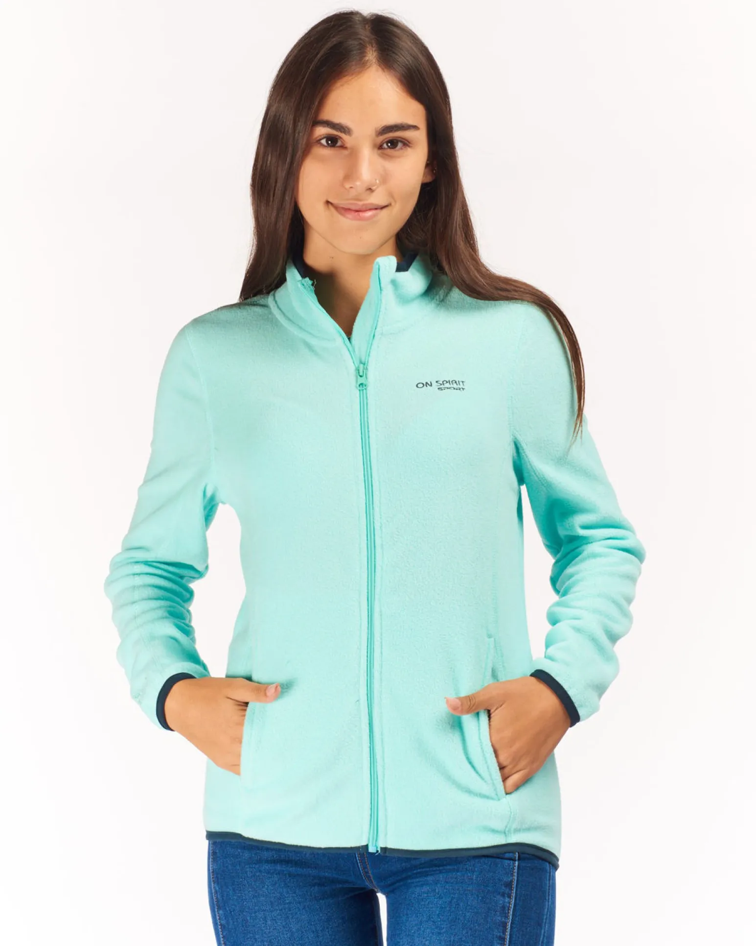 ON SPIRIT - PILE DONNA FULL ZIP TURCHESE - LUANA