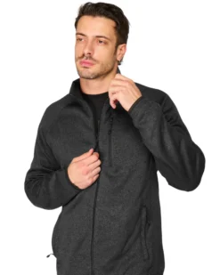 ON SPIRIT - Pile nero con zip frontale in tessuto knit polar da uomo - AU01951 CARLO