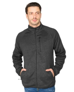 ON SPIRIT - Pile nero con zip frontale in tessuto knit polar da uomo - AU01951 CARLO