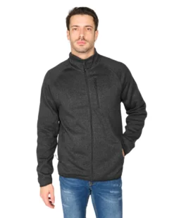 ON SPIRIT - Pile nero con zip frontale in tessuto knit polar da uomo - AU01951 CARLO