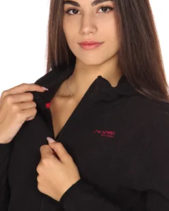 ON SPIRIT - PILE NERO DA DONNA CON CAPPUCCIO E ZIP