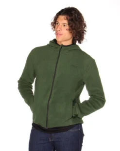ON SPIRIT - PILE UOMO  CON CAPPUCCIO FULL ZIP VERDE SCURO - ANDREA
