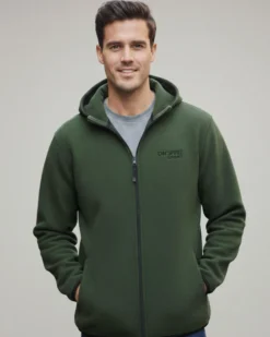 ON SPIRIT - PILE UOMO  CON CAPPUCCIO FULL ZIP VERDE MILITARE - ANDREA